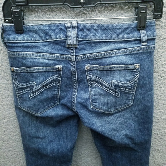 White House Black Market 00S Blanc Blue Solid Bootcut Jeans 28" 29.75" 7.75" - Picture 8 of 12